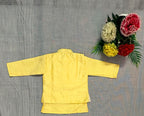 Elegant Yellow Boys Kurta with Embroidered Jacket and Pagdi Set