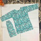 Women’s Cotton Printed Kurti & Pant Co-ord Set – Soft Green Floral Design | Comfortable Daily Wear Suit Set