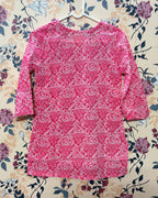 Pink Printed Cotton Kurti Top – Women’s Daily Wear