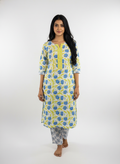 Long Cotton Kurti & Pant 2-Piece Set – Multi Color