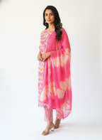 Pink Multicolor Printed Kurta Pant Set with Dupatta for Women