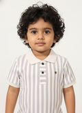 Kids Levender Blush & White Striped Hosiery Cotton Polo T-Shirt