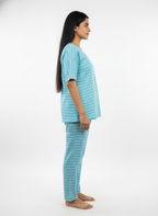 Women’s Cotton Printed Kurti & Pant Co-ord Set – Soft Blue Design | Comfortable Daily Wear Suit Set